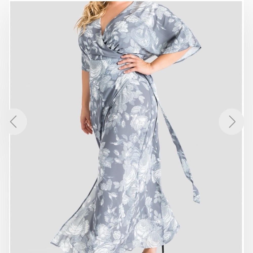 Standards & Practices Olivia Gray Floral Kimono Chiffon Wrap Maxi Dress Size 2X‎